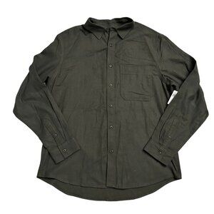 Old Navy Men's Size L Olive Green 100% Cotton Flannel Button Front Long Sleeve